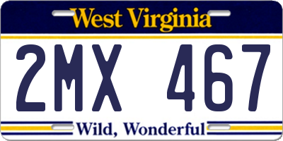WV license plate 2MX467