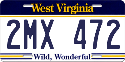 WV license plate 2MX472
