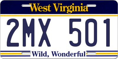 WV license plate 2MX501