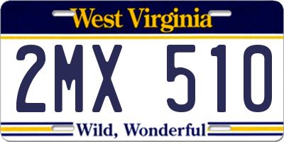 WV license plate 2MX510