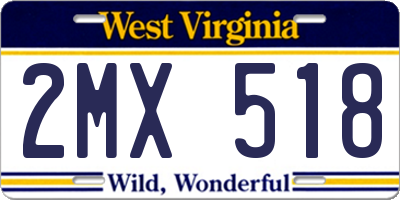 WV license plate 2MX518