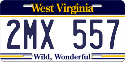 WV license plate 2MX557