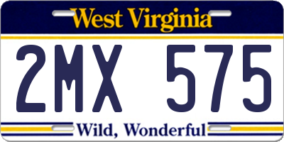 WV license plate 2MX575