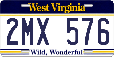 WV license plate 2MX576