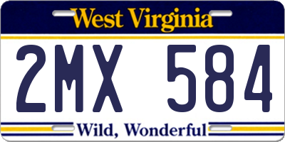 WV license plate 2MX584