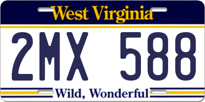 WV license plate 2MX588