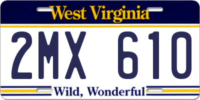 WV license plate 2MX610
