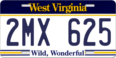 WV license plate 2MX625