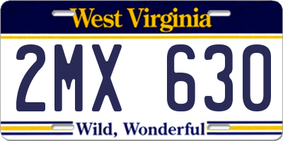 WV license plate 2MX630