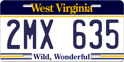 WV license plate 2MX635