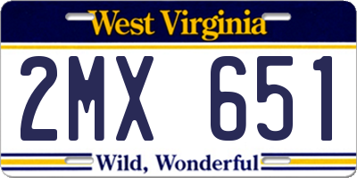 WV license plate 2MX651