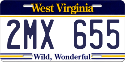 WV license plate 2MX655