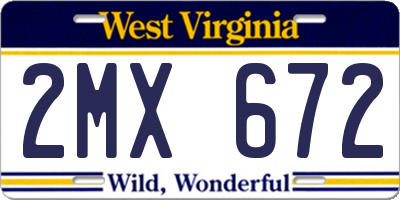 WV license plate 2MX672