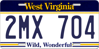 WV license plate 2MX704