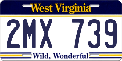 WV license plate 2MX739