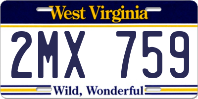 WV license plate 2MX759