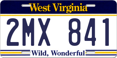 WV license plate 2MX841