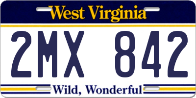 WV license plate 2MX842