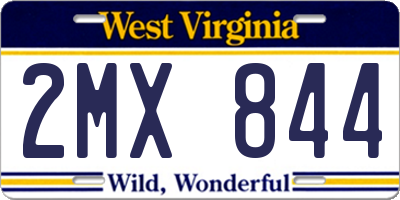 WV license plate 2MX844
