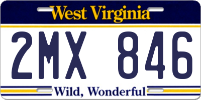 WV license plate 2MX846