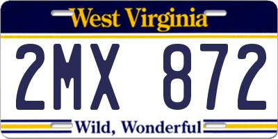 WV license plate 2MX872