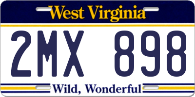 WV license plate 2MX898