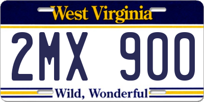 WV license plate 2MX900