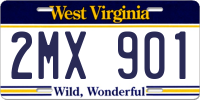 WV license plate 2MX901