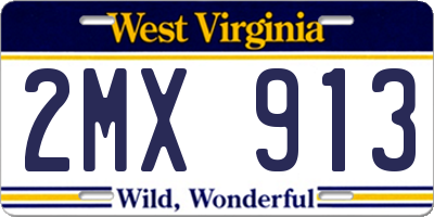WV license plate 2MX913