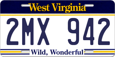 WV license plate 2MX942