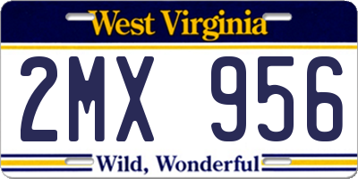 WV license plate 2MX956