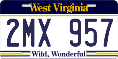 WV license plate 2MX957