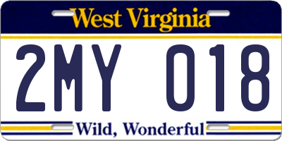 WV license plate 2MY018