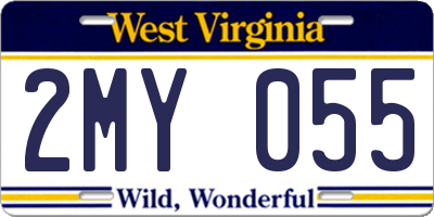 WV license plate 2MY055