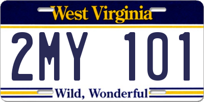 WV license plate 2MY101