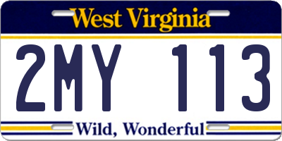 WV license plate 2MY113