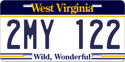 WV license plate 2MY122