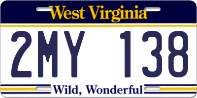 WV license plate 2MY138