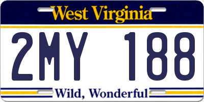 WV license plate 2MY188