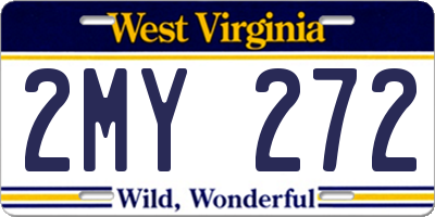 WV license plate 2MY272