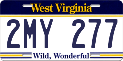 WV license plate 2MY277