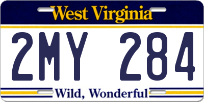 WV license plate 2MY284