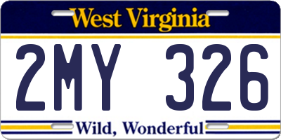 WV license plate 2MY326