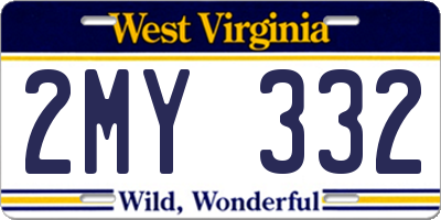 WV license plate 2MY332