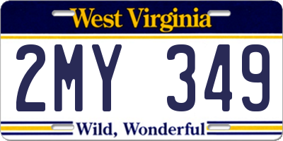 WV license plate 2MY349