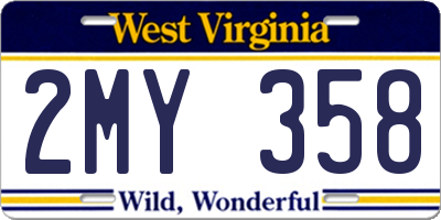 WV license plate 2MY358