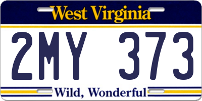 WV license plate 2MY373