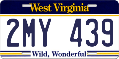 WV license plate 2MY439