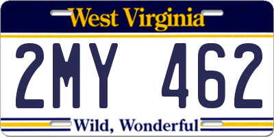WV license plate 2MY462