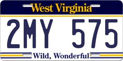 WV license plate 2MY575